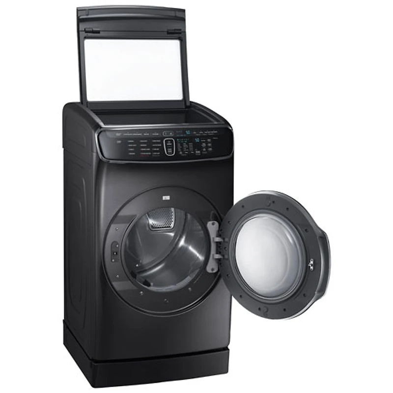 Samsung 7.5 Cu. Ft. Large Capacity Electric Dryer with Moisture Sensing, Steam, Energy Star & Wi-Fi (DVE60M9900V) - Black Stainless Steel