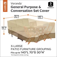 Housse résistante à l’eau Veranda de Classic Accessories pour ensemble de patio -140x30x70 po -Beige
