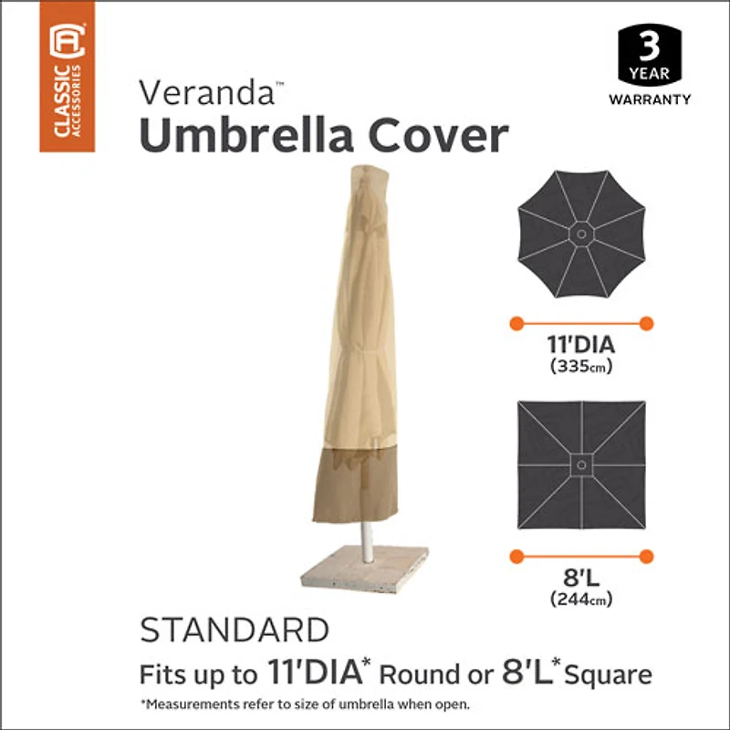 Classic Accessories Veranda Water Resistant Umbrella Cover - 10ft. - Beige