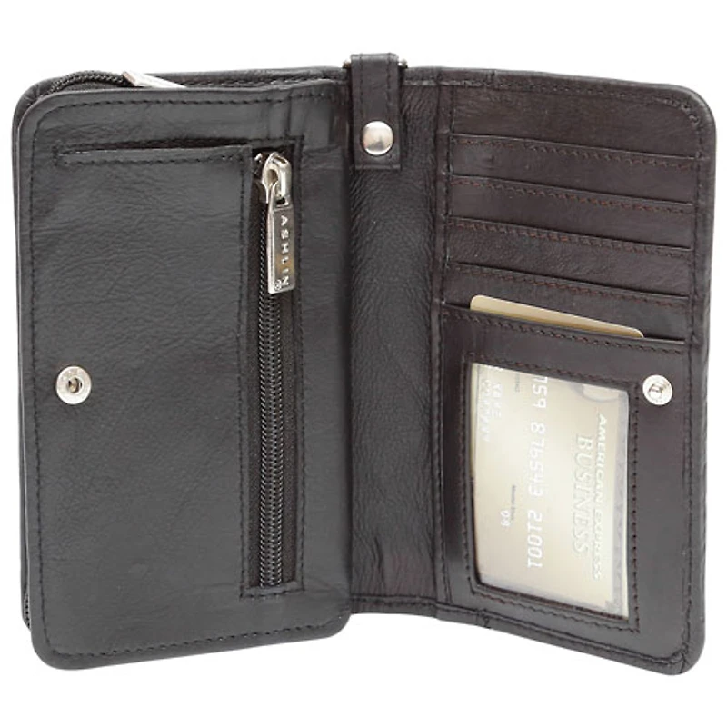 Étui-portefeuille à dragonne en cuir Vita d'Ashlin pour iPhone 6/7 - Noir