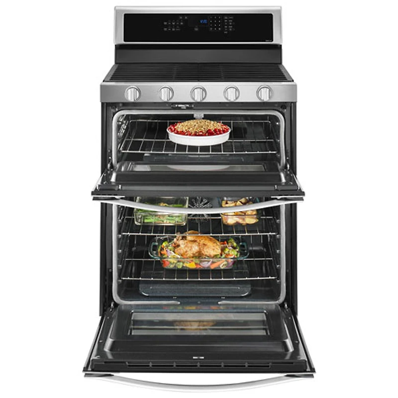 Whirlpool 30" 6.0 Cu. Ft. Double Oven 5-Burner Slide-In Gas Range (WGG745S0FS) - Stainless Steel