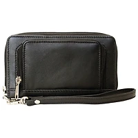 Ashlin Celie Leather Zippered Clutch Wallet - Black