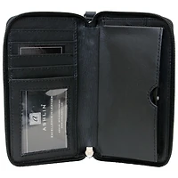 Ashlin Celie Leather Zippered Clutch Wallet - Black