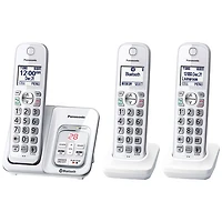 Téléphone sans fil 3 combinés DECT 6.0 Plus Bluetooth Link2Cell à répondeur de Panasonic (KXTGD593W)