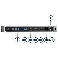 Station d'accueil USB 3.0 4K pour trois moniteurs de StarTech (USB3DOCKH2DP) - Noir