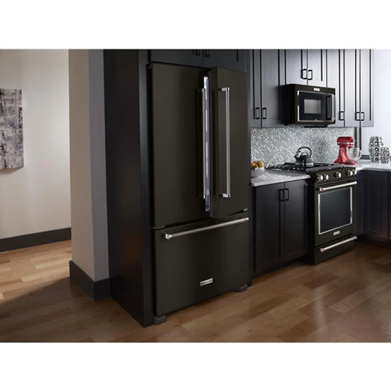 Réfrigérateur profondeur comptoir à deux portes 36 po 21,9 pi³ de KitchenAid (KRFC302EBS) - Noir