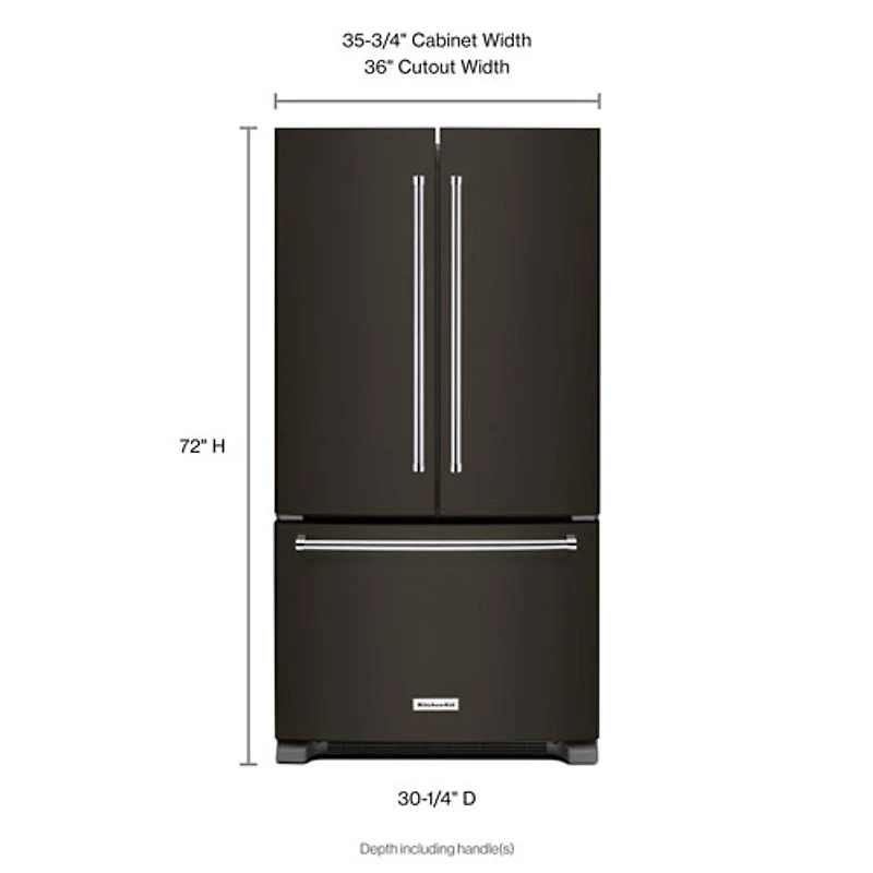Réfrigérateur profondeur comptoir à deux portes 36 po 21,9 pi³ de KitchenAid (KRFC302EBS) - Noir