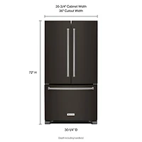 Réfrigérateur profondeur comptoir à deux portes 36 po 21,9 pi³ de KitchenAid (KRFC302EBS) - Noir