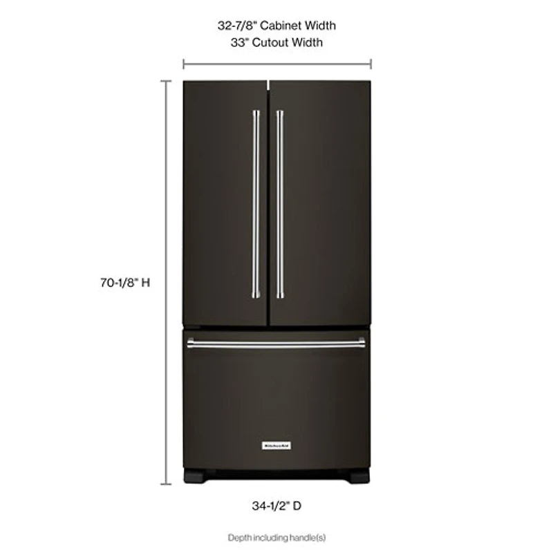 KitchenAid 33" 22.1 Cu. Ft. French Door Refrigerator (KRFF302EBS) - Black Stainless Steel