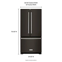 KitchenAid 33" 22.1 Cu. Ft. French Door Refrigerator (KRFF302EBS) - Black Stainless Steel