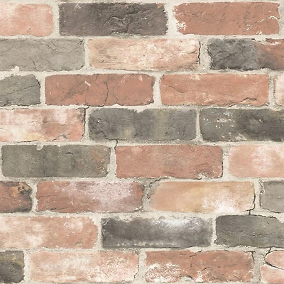 Papier peint autocollant Newport Reclaimed Brick de NuWallpaper - Rouge