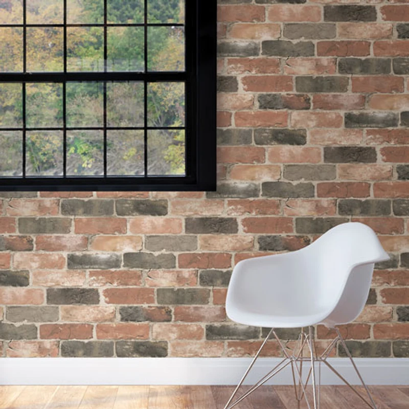 Papier peint autocollant Newport Reclaimed Brick de NuWallpaper - Rouge