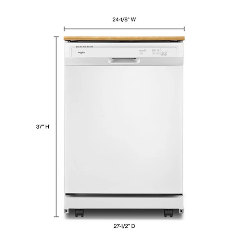 Whirlpool 24" 64dB Portable Dishwasher (WDP370PAHW) - White
