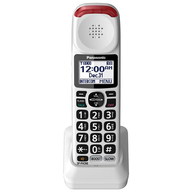 Téléphone amplifié sans fil 1,9 GHz à 1 combiné de Panasonic avec répondeur (KXTGM470W) - Blanc