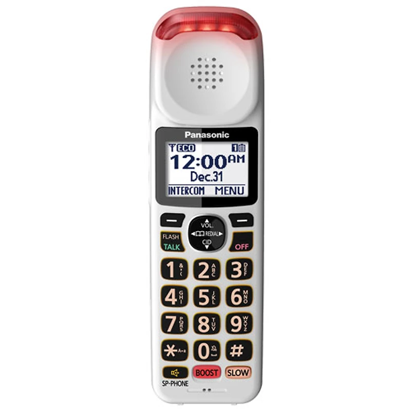 Téléphone amplifié sans fil 1,9 GHz à 1 combiné de Panasonic avec répondeur (KXTGM470W) - Blanc