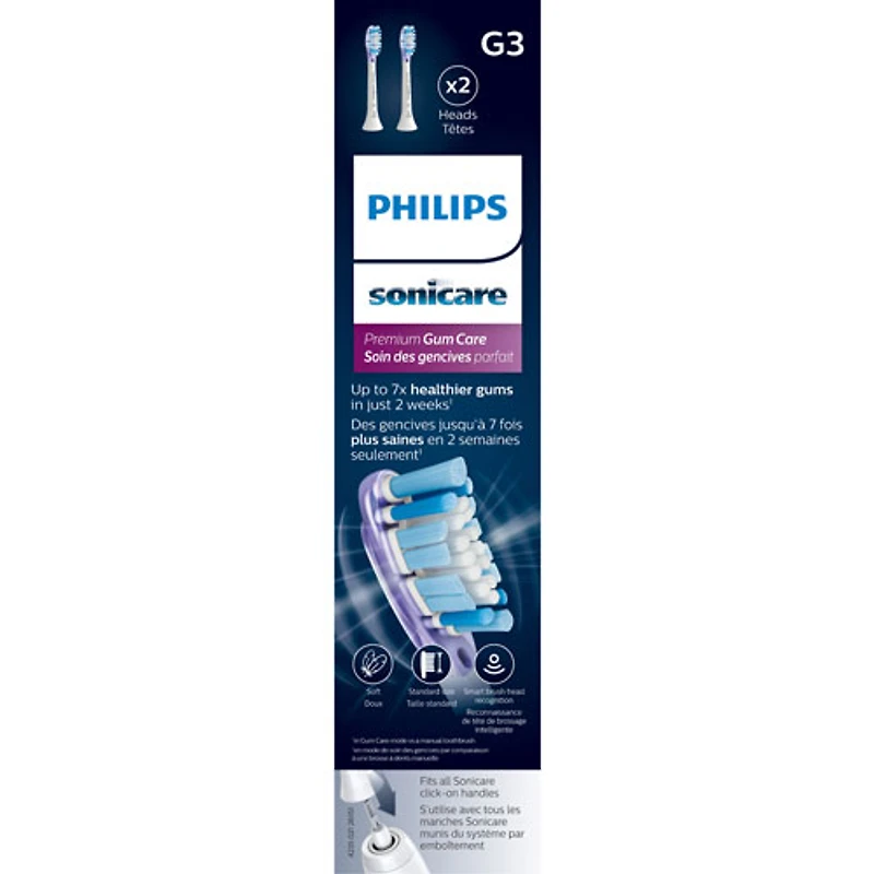 Têtes de rechange de brosse à dents Sonicare Premium Gum Care de Philips - Paquet de 2 - Blanc