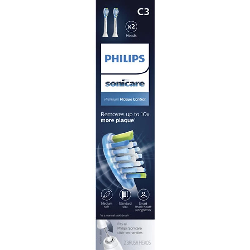 Philips Sonicare Premium Plaque Control Replacement Toothbrush Heads - 2 Pack - White