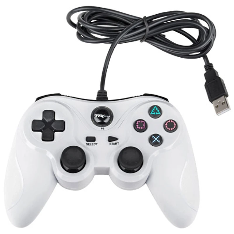 Manette USB de TTX Tech pour PS3 et PC - Blanc