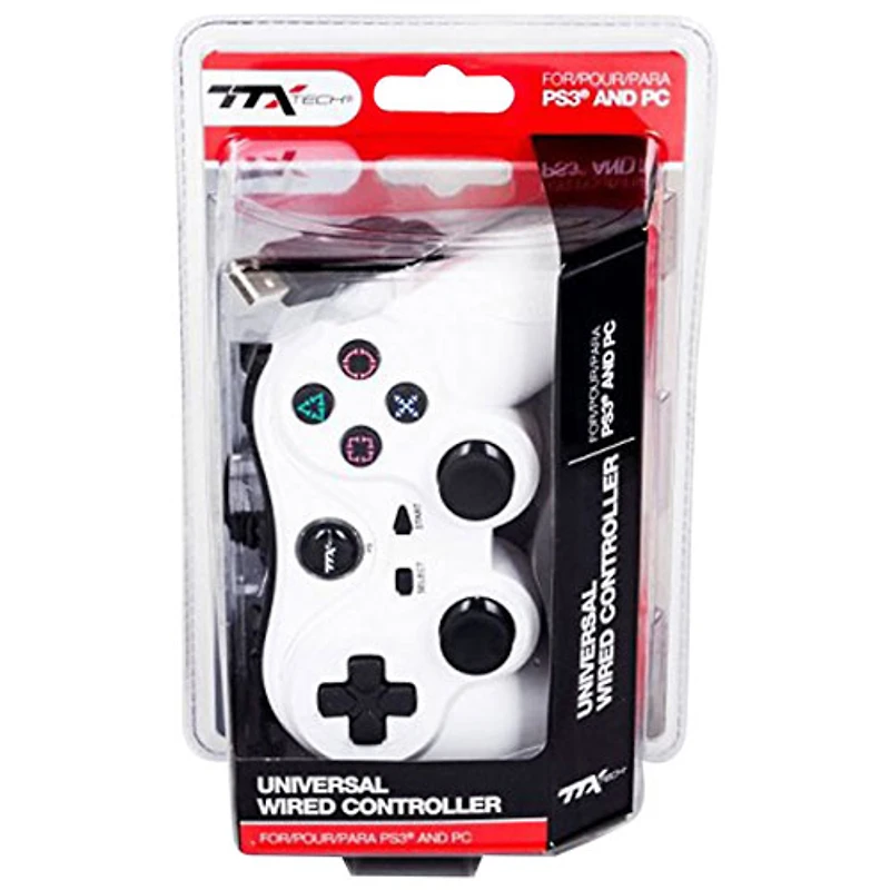 Manette USB de TTX Tech pour PS3 et PC - Blanc
