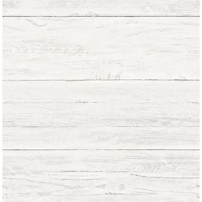 Papier peint Reclaimed Washed Boards d'A-Street Prints - Blanc crème