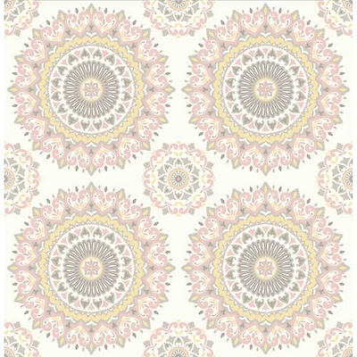 Papier peint Kismet Boho Medallion d'A-Street Prints - Rose pâle