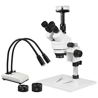 Walter Products 3.5x - 90x Trinocular Stereo Microscope w/ LED Gooseneck Dual Light (WP1AFZIHL205N)