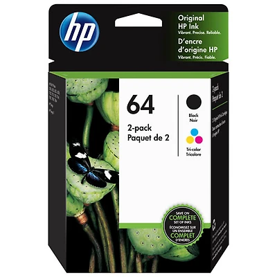 Cartouche d'encre multicolore 64 de HP (X4D92AN#140) - Paquet de 2