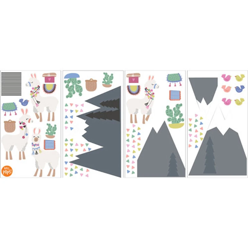 Ensemble de décalcomanies murales Laid Back Llamas de WallPops - Gris
