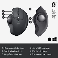 Logitech MX ERGO Plus Wireless Laser Trackball Mouse - Black