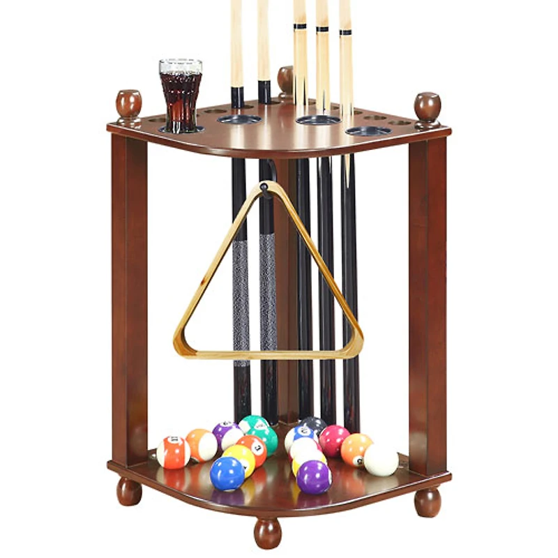 Hathaway Regent Corner Floor Cue Rack - Walnut