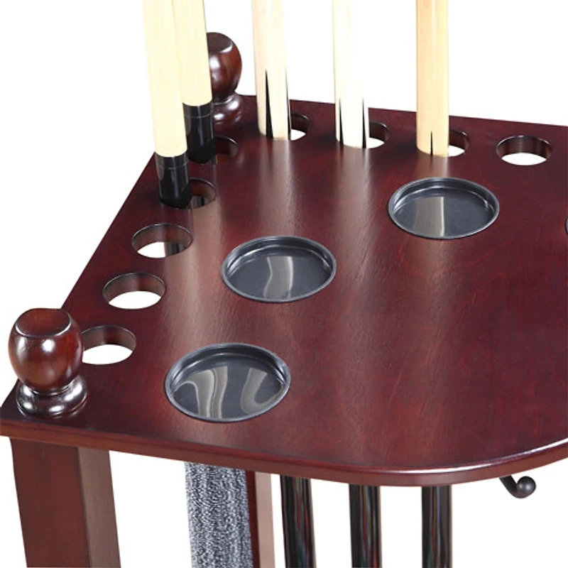 Support de plancher et coin pour queues de billard Regent de Hathaway - Acajou