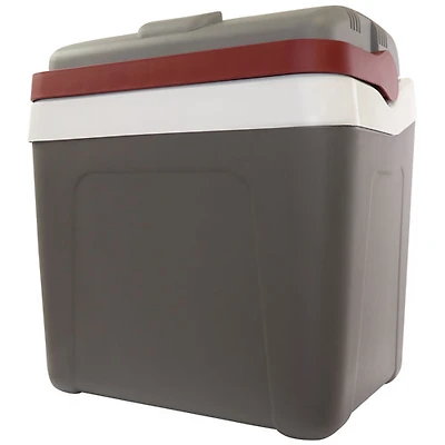 Glacière électrique à poignée autoverrouillable 12 V 24 L (26 pte) de Koolatron - Gris/Rouge