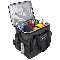 Glacière électrique à poignée autoverrouillable 12 V 24 L (26 pte) de Koolatron - Gris/Rouge