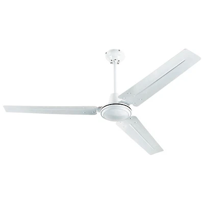 Ventilateur de plafond de type industriel de 56 po avec éclairage de Westinghouse - Blanc