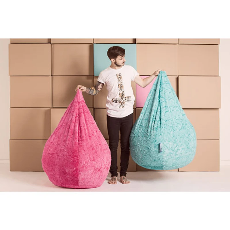 Fauteuil poire contemporain Fluffy - Turquoise