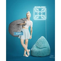 Fauteuil poire contemporain Fluffy - Turquoise