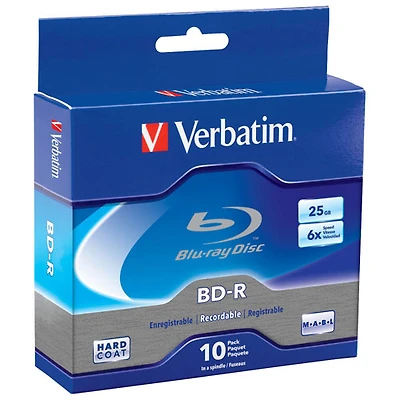 Disque BD-R 16x de 25 Go de Verbatim - Paquet de 10