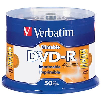 Verbatim 4.7GB 16X DVD-R Spindle (98472) - 50-Pack