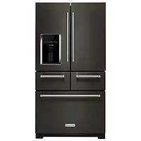 Réfrigérateur à deux portes 36 po de KitchenAid (KRMF706EBS) - Inox noir - Bte ouverte - Endommagé