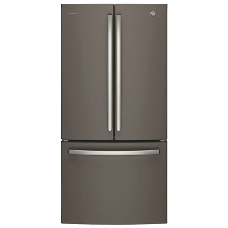 Réfrigérateur 2 portes 24,8 pi³ 33 po, distributeur glaçons/eau Profile de GE (PNE25NMLKES)-Ardoise