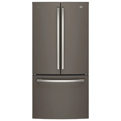 Réfrigérateur 2 portes 24,8 pi³ 33 po, distributeur glaçons/eau Profile de GE (PNE25NMLKES)-Ardoise