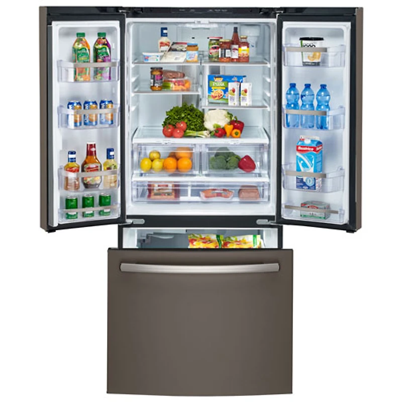 Réfrigérateur 2 portes 20,8 pi³ 30 po avec distributeur glaçons Profile de GE (PNE21NMLKES)-Ardoise