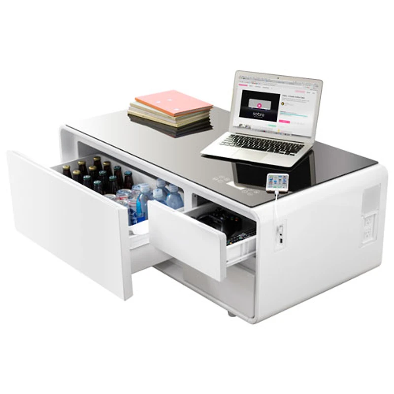 Table basse intelligente avec tiroir réfrigéré de Sobro - Blanc