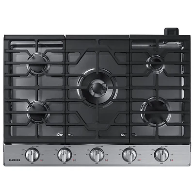Surface de cuisson au gaz à 5 brûleurs 30 po de Samsung (NA30K6550TS/AA) - Inox - BO - Parfait état