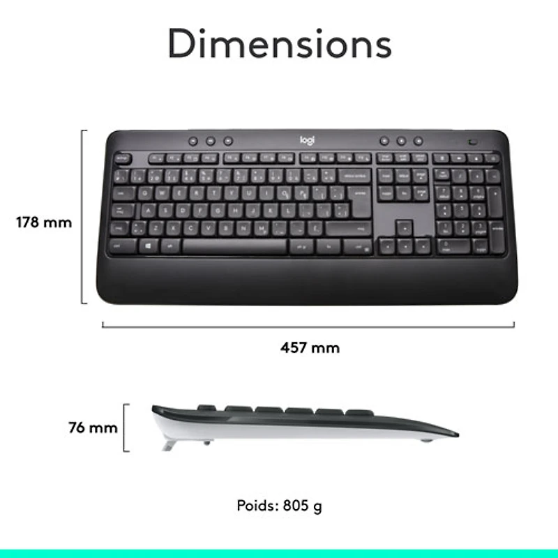 Logitech MK540 Wireless Optical Keyboard & Mouse Combo - French