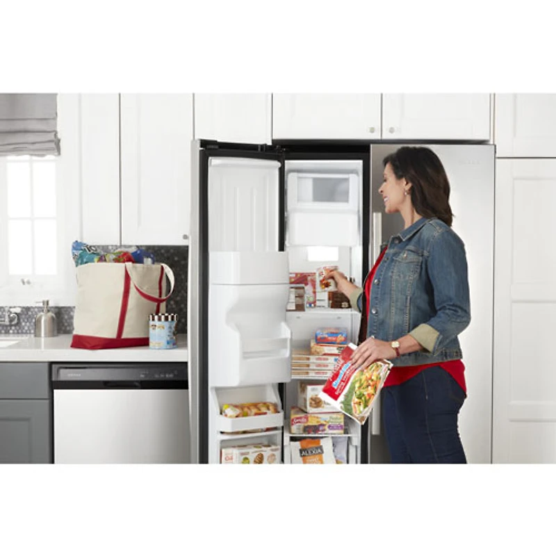 Amana 33" 21.4 Cu. Ft. Side-By-Side Refrigerator (ASI2175GRS) - Black-On-Stainless Steel
