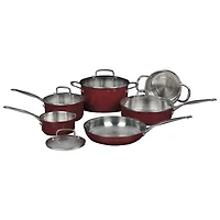 Batterie de cuisine de 10 pièces en acier inoxydable de Cuisinart - Acier inoxydable - Rouge
