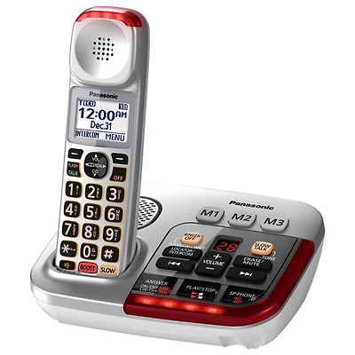 Téléphone sans fil DECT 6.0 à 1 combiné de Panasonic (KXTGM490S) - Argenté