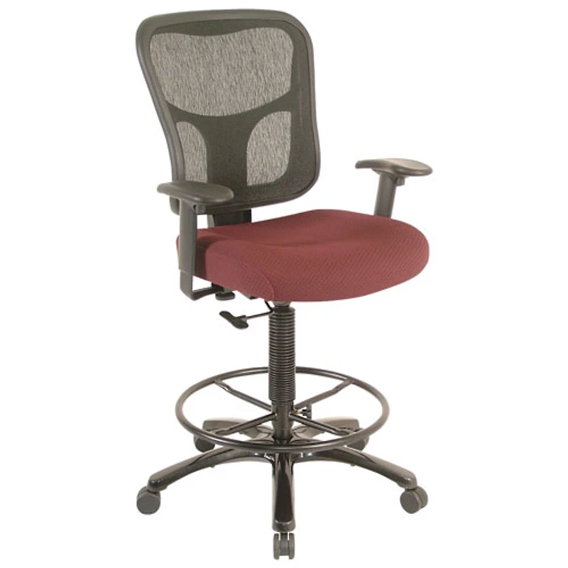 Chaise à dessin ergonomique en tissu à dossier mi-hauteur Tempur-Pedic de Temp By Raynor - Bourgogne
