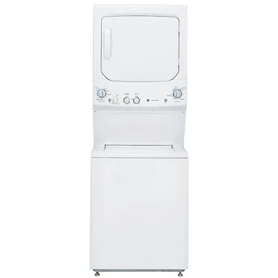 Laveuse et sécheuse électriques superposées 5,9 pi³ de GE (GUD27ESMMWW) - Blanc - BO - Parfait état